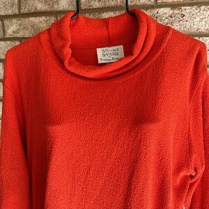 NOS Vintage Stephanie Schuster Cowl Orange Fall Sweater Princess Knitwear M
